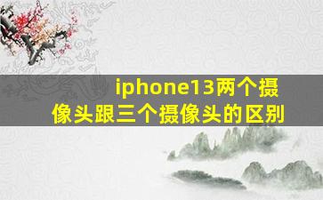 iphone13两个摄像头跟三个摄像头的区别