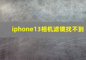 iphone13相机滤镜找不到