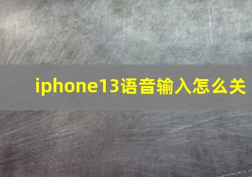 iphone13语音输入怎么关