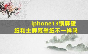 iphone13锁屏壁纸和主屏幕壁纸不一样吗