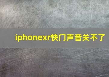 iphonexr快门声音关不了