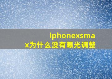 iphonexsmax为什么没有曝光调整