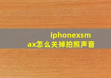 iphonexsmax怎么关掉拍照声音