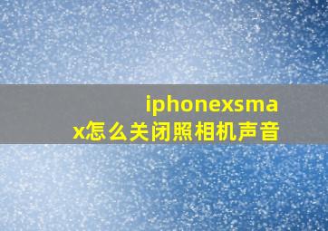 iphonexsmax怎么关闭照相机声音