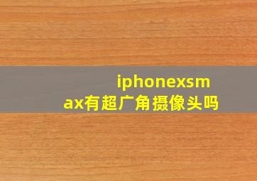 iphonexsmax有超广角摄像头吗