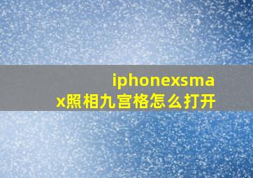 iphonexsmax照相九宫格怎么打开