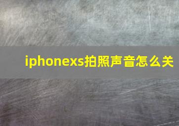 iphonexs拍照声音怎么关