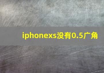 iphonexs没有0.5广角