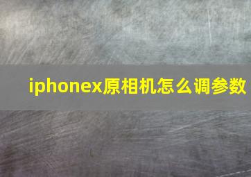 iphonex原相机怎么调参数