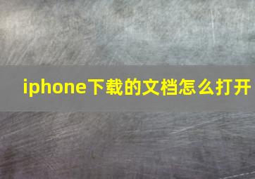 iphone下载的文档怎么打开