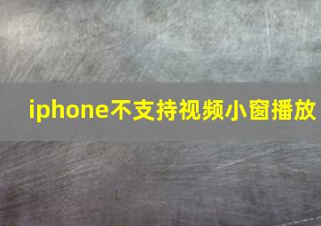 iphone不支持视频小窗播放