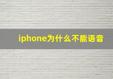 iphone为什么不能语音