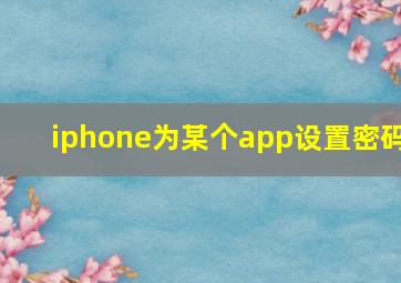 iphone为某个app设置密码