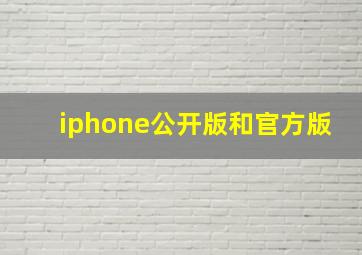 iphone公开版和官方版