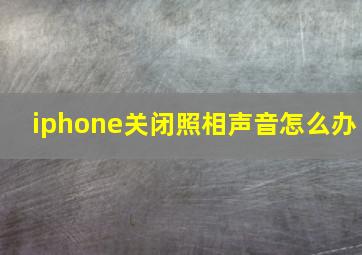 iphone关闭照相声音怎么办