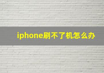 iphone刷不了机怎么办