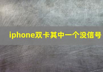 iphone双卡其中一个没信号