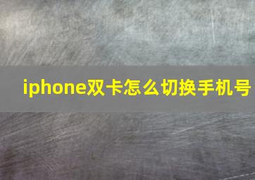 iphone双卡怎么切换手机号