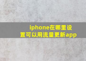 iphone在哪里设置可以用流量更新app