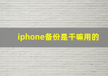 iphone备份是干嘛用的