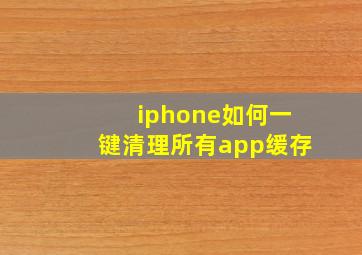 iphone如何一键清理所有app缓存