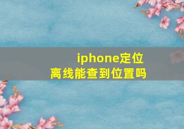 iphone定位离线能查到位置吗