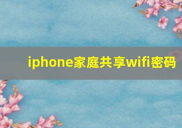 iphone家庭共享wifi密码