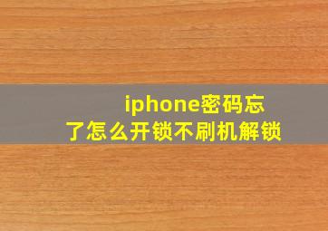 iphone密码忘了怎么开锁不刷机解锁