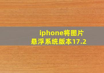 iphone将图片悬浮系统版本17.2