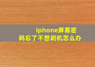 iphone屏幕密码忘了不想刷机怎么办