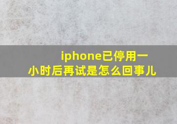 iphone已停用一小时后再试是怎么回事儿