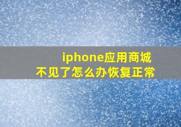 iphone应用商城不见了怎么办恢复正常