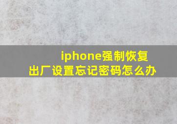 iphone强制恢复出厂设置忘记密码怎么办