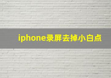 iphone录屏去掉小白点