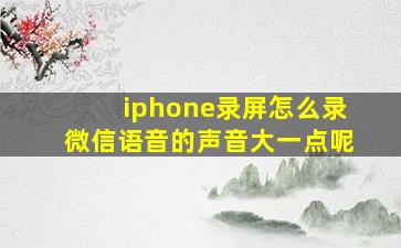 iphone录屏怎么录微信语音的声音大一点呢