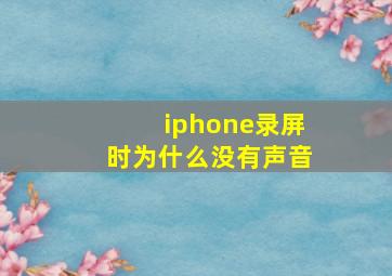 iphone录屏时为什么没有声音