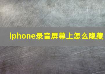 iphone录音屏幕上怎么隐藏