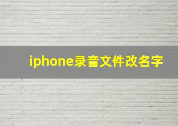 iphone录音文件改名字