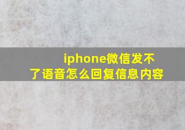 iphone微信发不了语音怎么回复信息内容