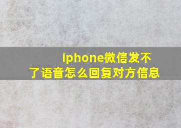 iphone微信发不了语音怎么回复对方信息