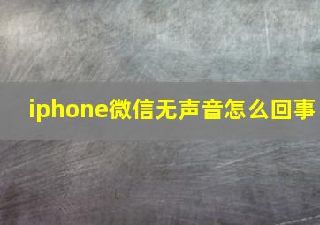 iphone微信无声音怎么回事