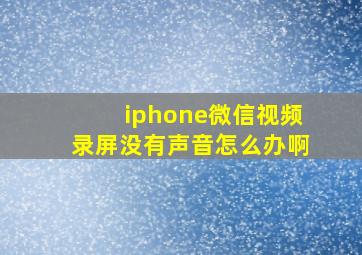 iphone微信视频录屏没有声音怎么办啊