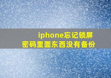 iphone忘记锁屏密码里面东西没有备份