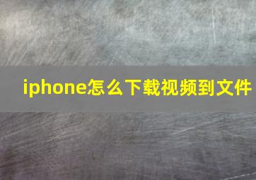 iphone怎么下载视频到文件