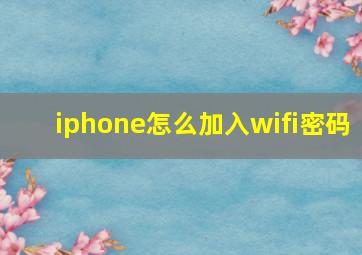 iphone怎么加入wifi密码