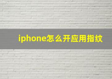 iphone怎么开应用指纹