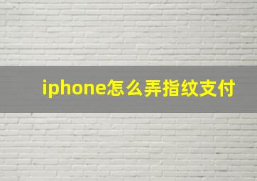 iphone怎么弄指纹支付