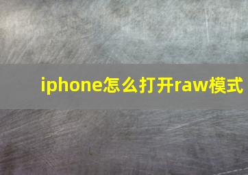 iphone怎么打开raw模式