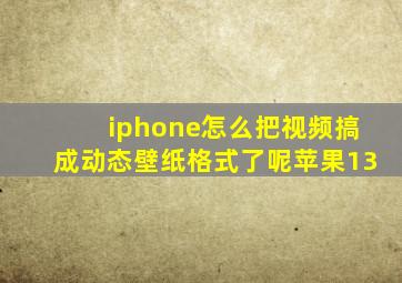 iphone怎么把视频搞成动态壁纸格式了呢苹果13