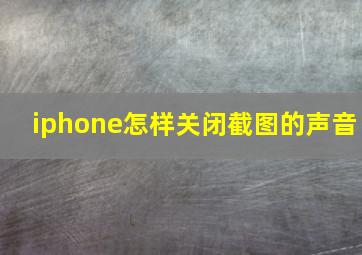 iphone怎样关闭截图的声音